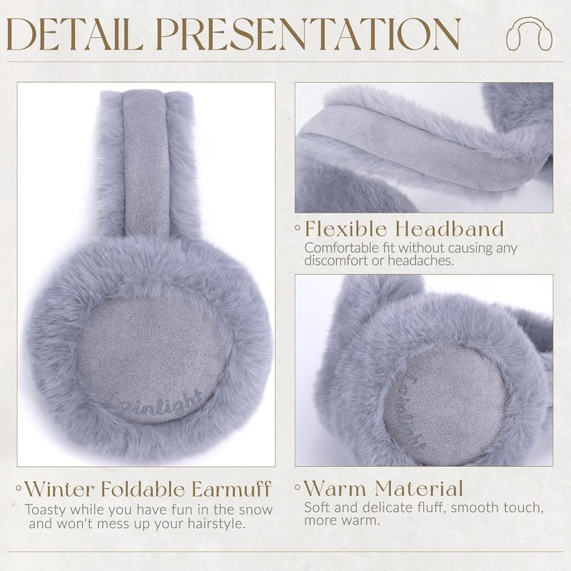 Lainlight Store Ear Muffs for Winter Women Faux Fur Warm Earmuffs Foldable Cute Fuzzy Ear Warmers - Image 3